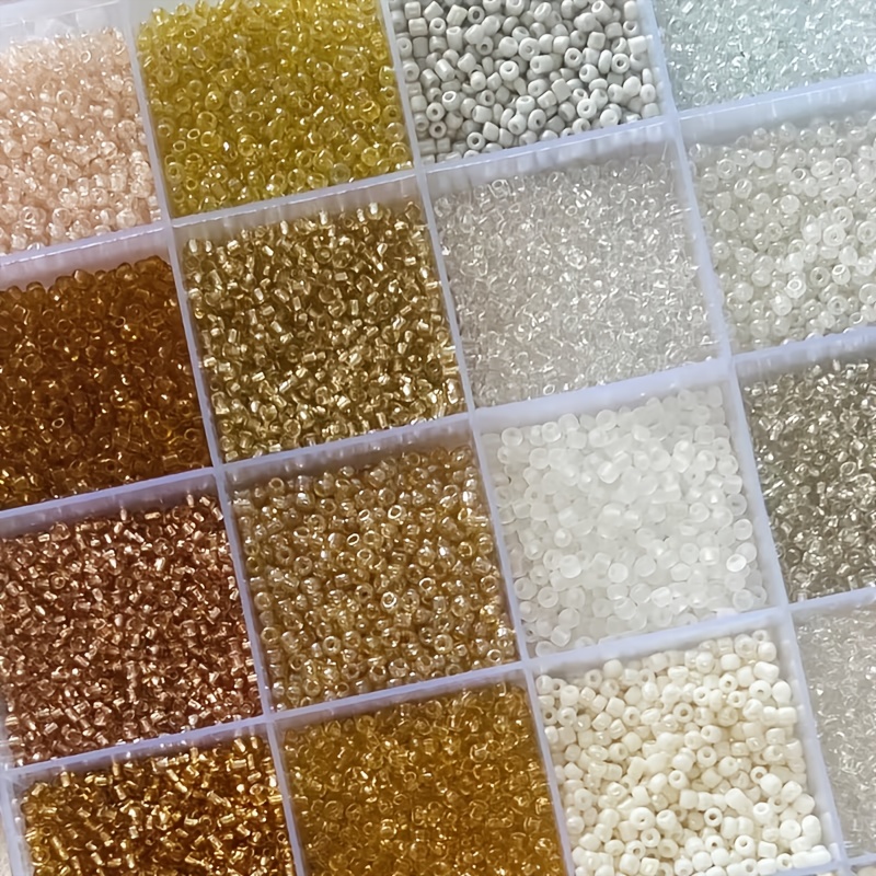Pack of 15200pcs 2mm White & Champagne Seed Beads for DIY Crafts